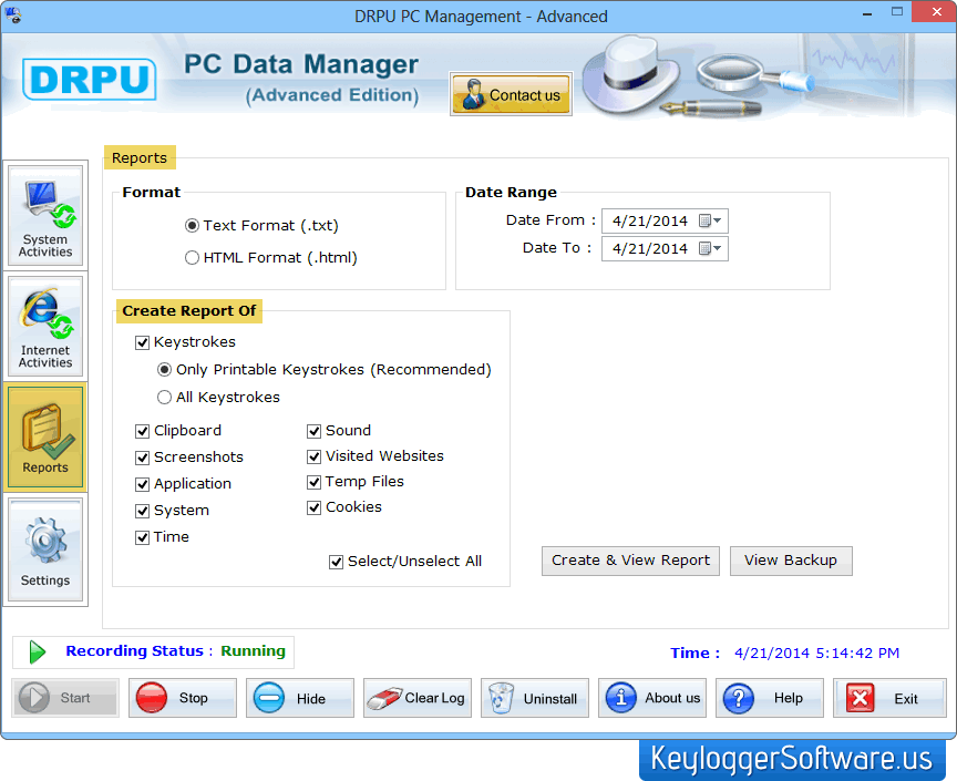 Keystroke recorder program